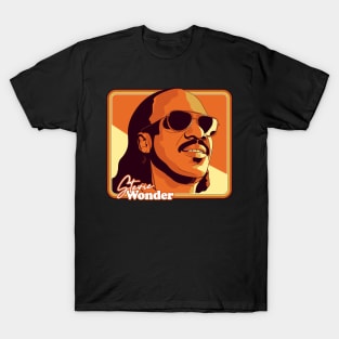 Stevie Wonder --  Retro 70s Style Fan Illustration T-Shirt